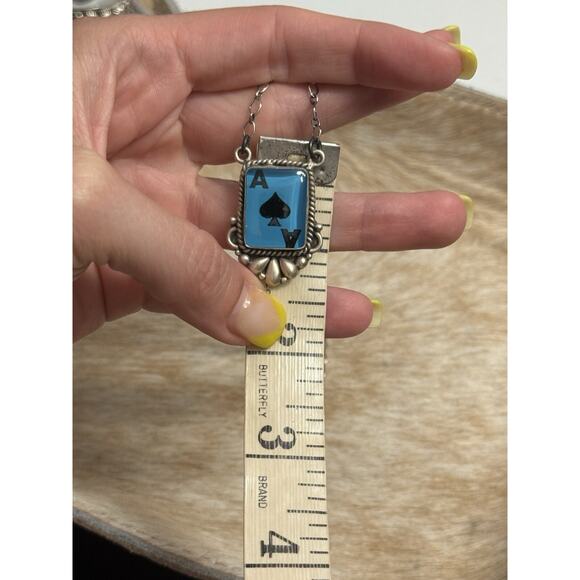 Native American SW Sterling Silver Ace Spades Card Necklace Gamble Texas Holdem - Picture 11 of 11